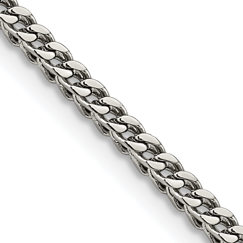 Chisel Stainless Steel Polished 3mm 24 inch Franco Chain