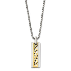 Chisel Stainless Steel Polished Yellow IP-plated Center Rectangle Pendant on a 16 inch Box Chain Necklace