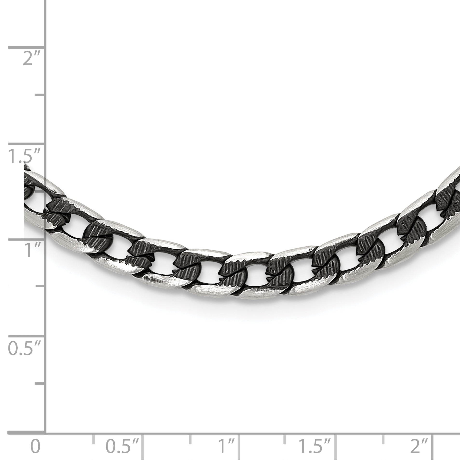 Chisel Stainless Steel Brushed and Textured Black IP-plated 24 inch Curb Chain Necklace