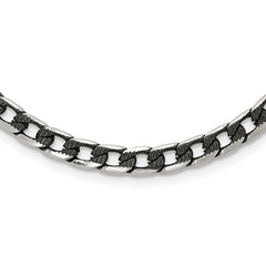 Chisel Stainless Steel Brushed and Textured Black IP-plated 24 inch Curb Chain Necklace