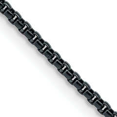 Chisel Stainless Steel Polished Blue and Grey IP-plated 2.5mm 24 inch Box Chain