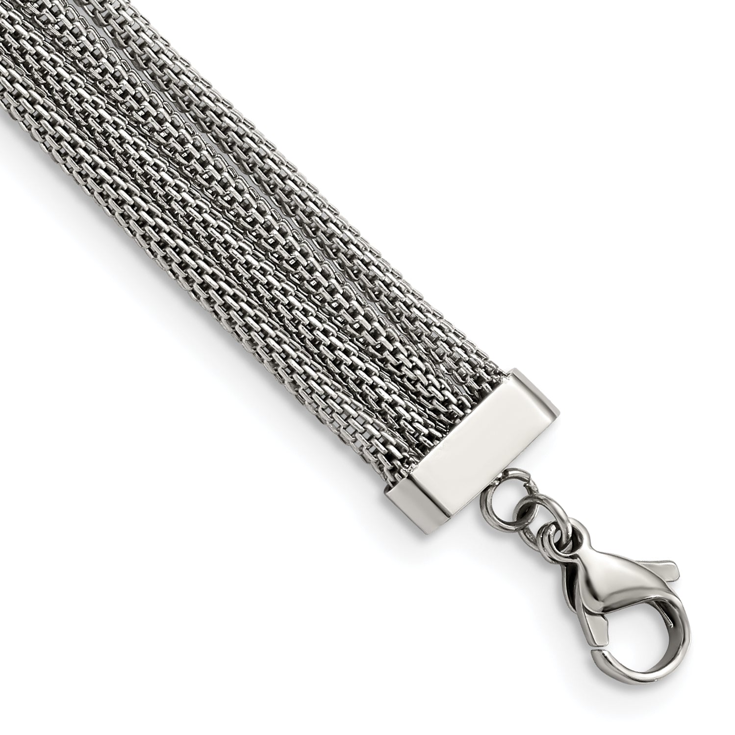 Chisel Stainless Steel Polished with CZ Multi Strand 11.75 inch with a 2.75 inch Extension Choker Necklace