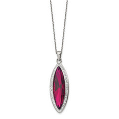 Chisel Stainless Steel Polished Red Crystal and Preciosa Crystal Pendant on a 20 inch Cable Chain with a 2 inch Extension Necklace