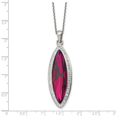 Chisel Stainless Steel Polished Red Crystal and Preciosa Crystal Pendant on a 20 inch Cable Chain with a 2 inch Extension Necklace