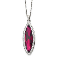 Chisel Stainless Steel Polished Red Crystal and Preciosa Crystal Pendant on a 20 inch Cable Chain with a 2 inch Extension Necklace