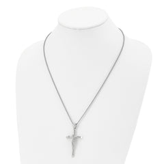 Chisel Stainless Steel Polished Large Crucifix Pendant on a 22 inch Box Chain Necklace