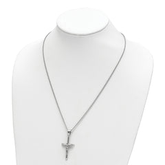 Chisel Stainless Steel Polished Crucifix Pendant on a 22 inch Rolo Chain Necklace