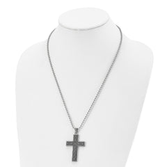 Chisel Stainless Steel Antiqued and Polished Cross Pendant on a 22 inch Ball Chain Necklace