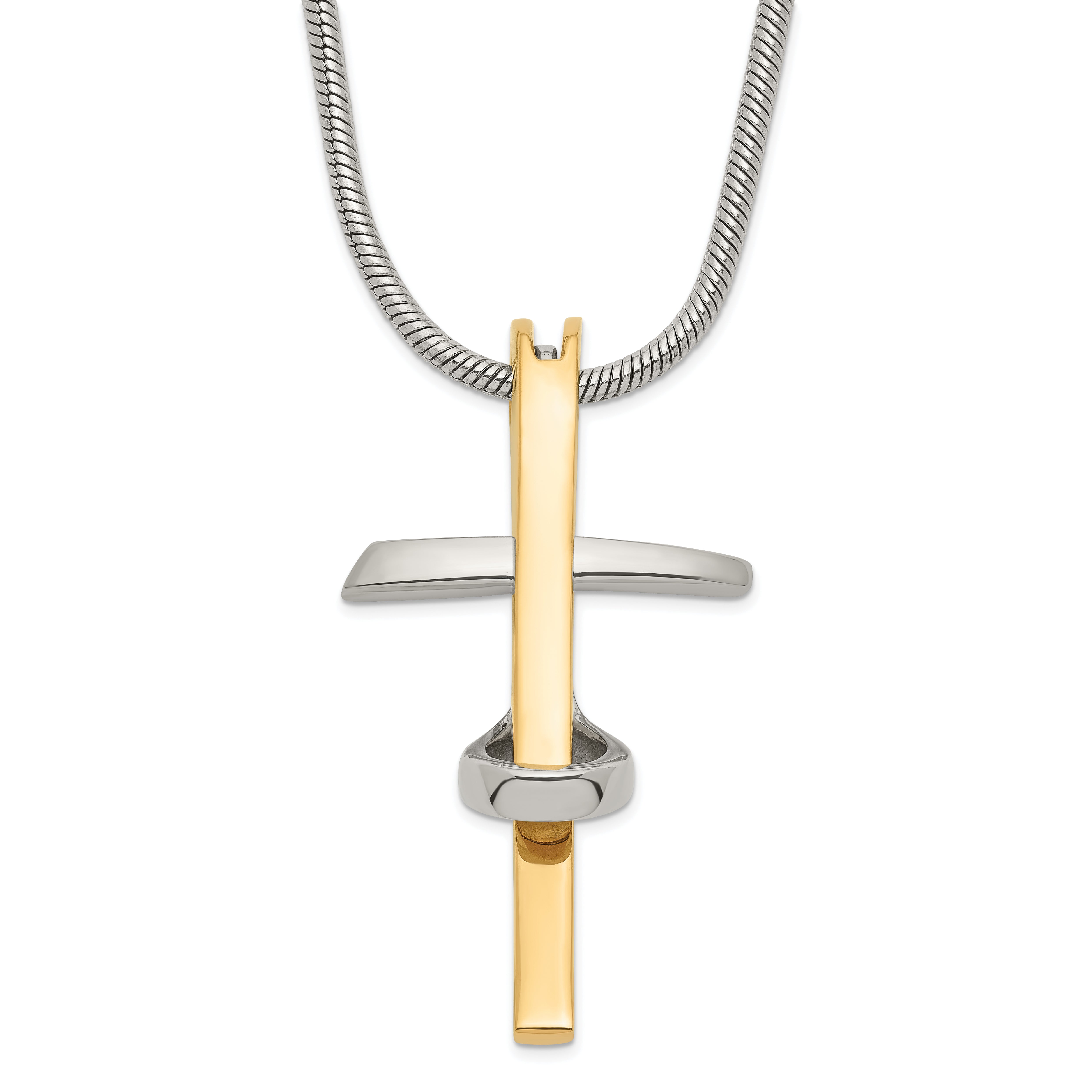 Stainless Steel Gold IP-plated Cross Necklace