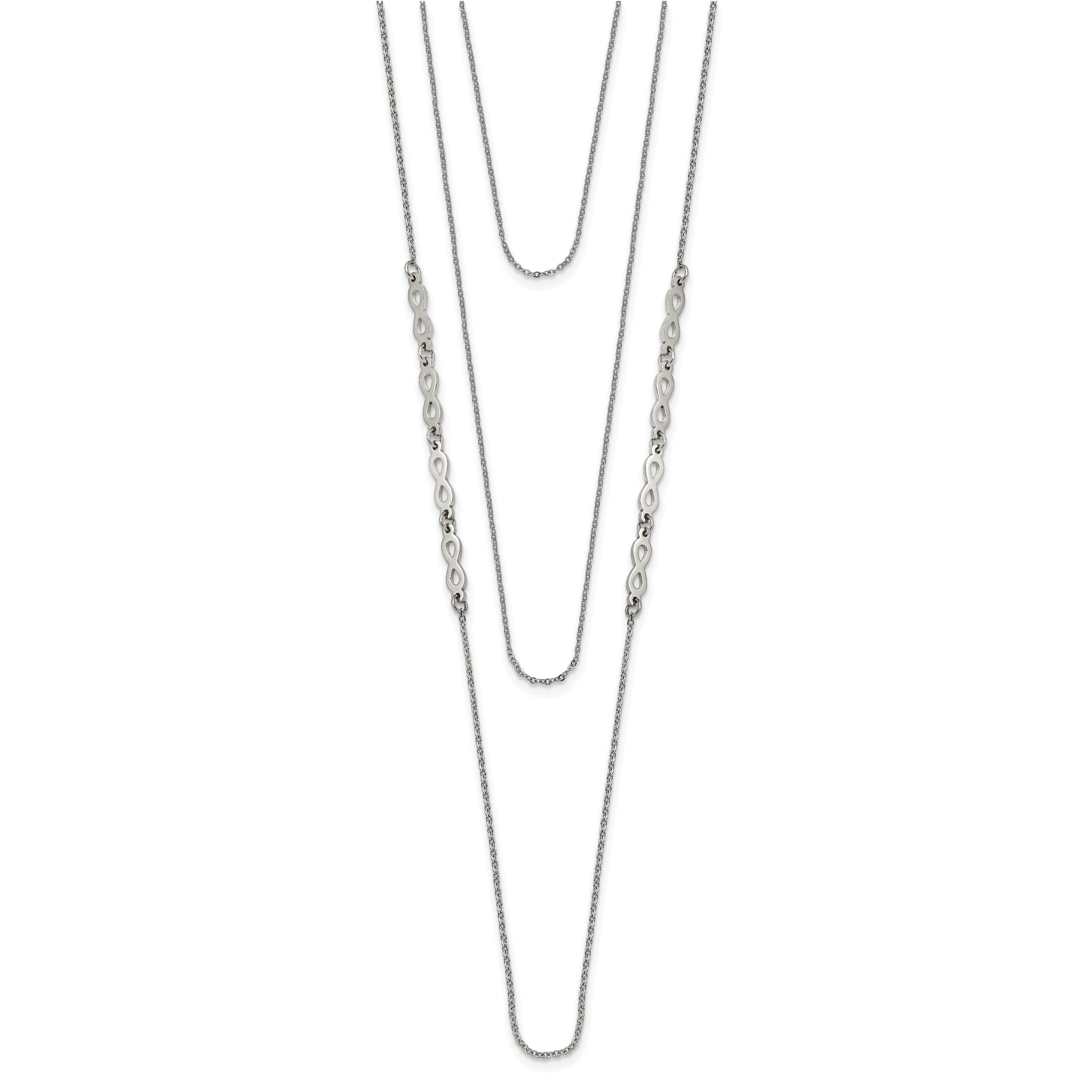 Stainless Steel Polished Infinity 3-Strand 16.5in w/1.75in ext Necklace