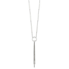 Chisel Stainless Steel Polished Circle with Tassel on a 23.5 inch Cable Chain Necklace