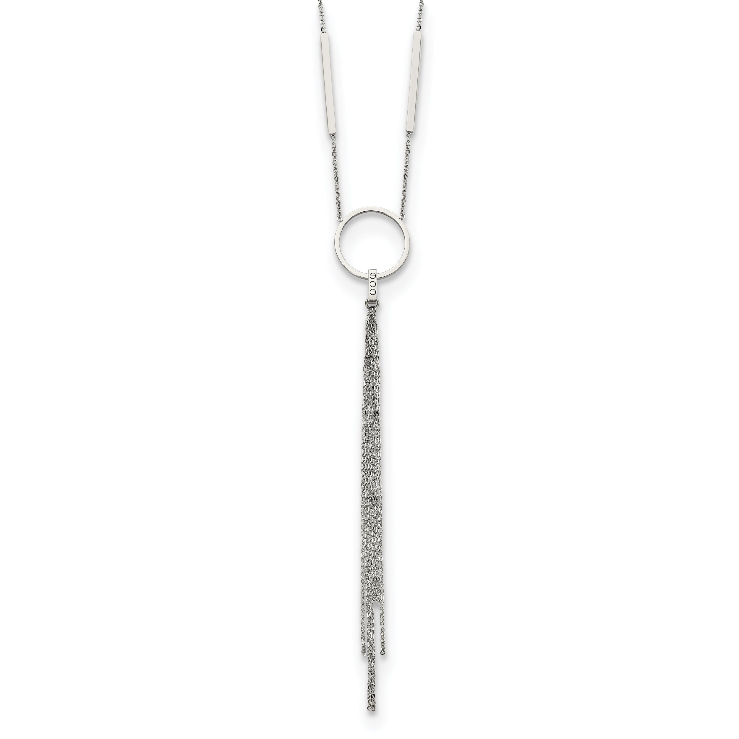 Chisel Stainless Steel Polished Circle with Tassel on a 23.5 inch Cable Chain Necklace