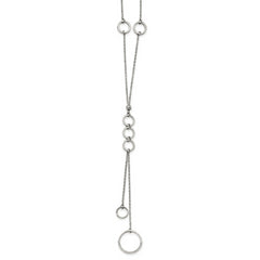 Chisel Stainless Steel Polished with Circle Dangles 23 inch with a 2 inch Extension Necklace