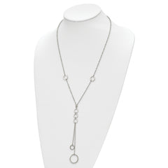 Chisel Stainless Steel Polished with Circle Dangles 23 inch with a 2 inch Extension Necklace