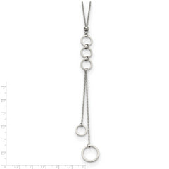 Chisel Stainless Steel Polished with Circle Dangles 23 inch with a 2 inch Extension Necklace