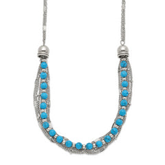 Chisel Stainless Steel Polished Reconstructed Turquoise Multi-Strand 20.75 inch with 2 inch Extension Necklace