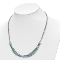 Chisel Stainless Steel Polished Reconstructed Turquoise Multi-Strand 20.75 inch with 2 inch Extension Necklace