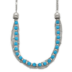 Chisel Stainless Steel Polished Reconstructed Turquoise Multi-Strand 20.75 inch with 2 inch Extension Necklace