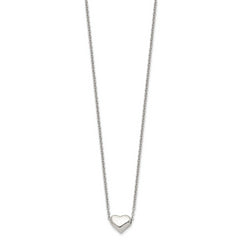 Chisel Stainless Steel Polished Heart on a 16.5 inch Cable Chain with a 2.5 inch Extension Necklace