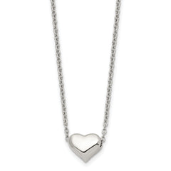 Chisel Stainless Steel Polished Heart on a 16.5 inch Cable Chain with a 2.5 inch Extension Necklace