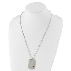 Chisel Stainless Steel Polished with Red Enamel Medical ID Dog Tag on a 24 inch Ball Chain Necklace