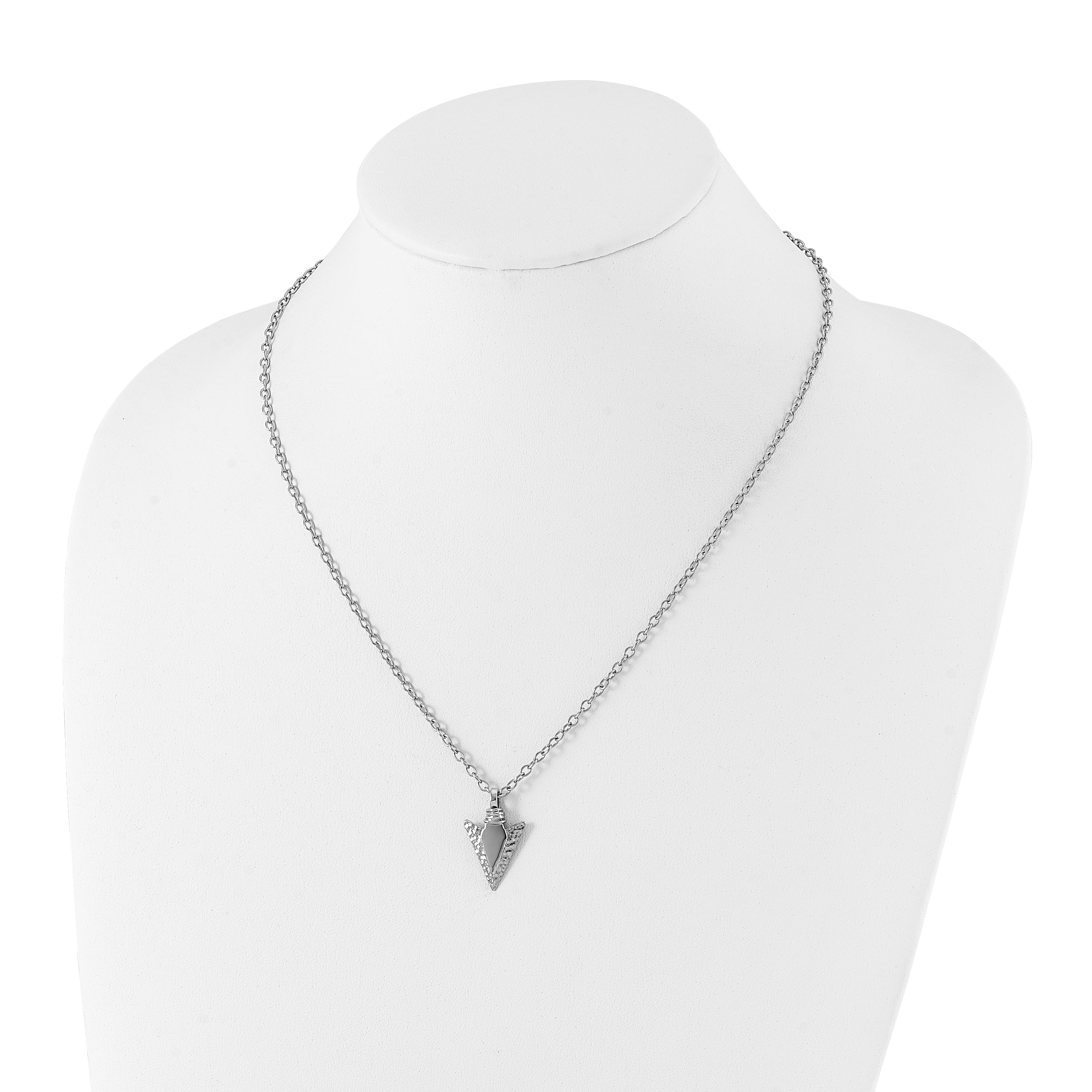 Chisel Stainless Steel Brushed and Polished Arrowhead Pendant on a 19.5 inch with .75 inch Extension Cable Chain Necklace