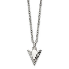 Chisel Stainless Steel Brushed and Polished Arrowhead Pendant on a 19.5 inch with .75 inch Extension Cable Chain Necklace