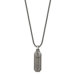 Chisel Stainless Steel Brushed Sword Pendant on a 24 inch Box Chain Necklace