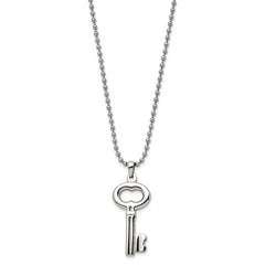 Chisel Stainless Steel Polished Key Pendant on a 24 inch Ball Chain Necklace