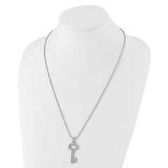 Chisel Stainless Steel Polished Key Pendant on a 24 inch Ball Chain Necklace