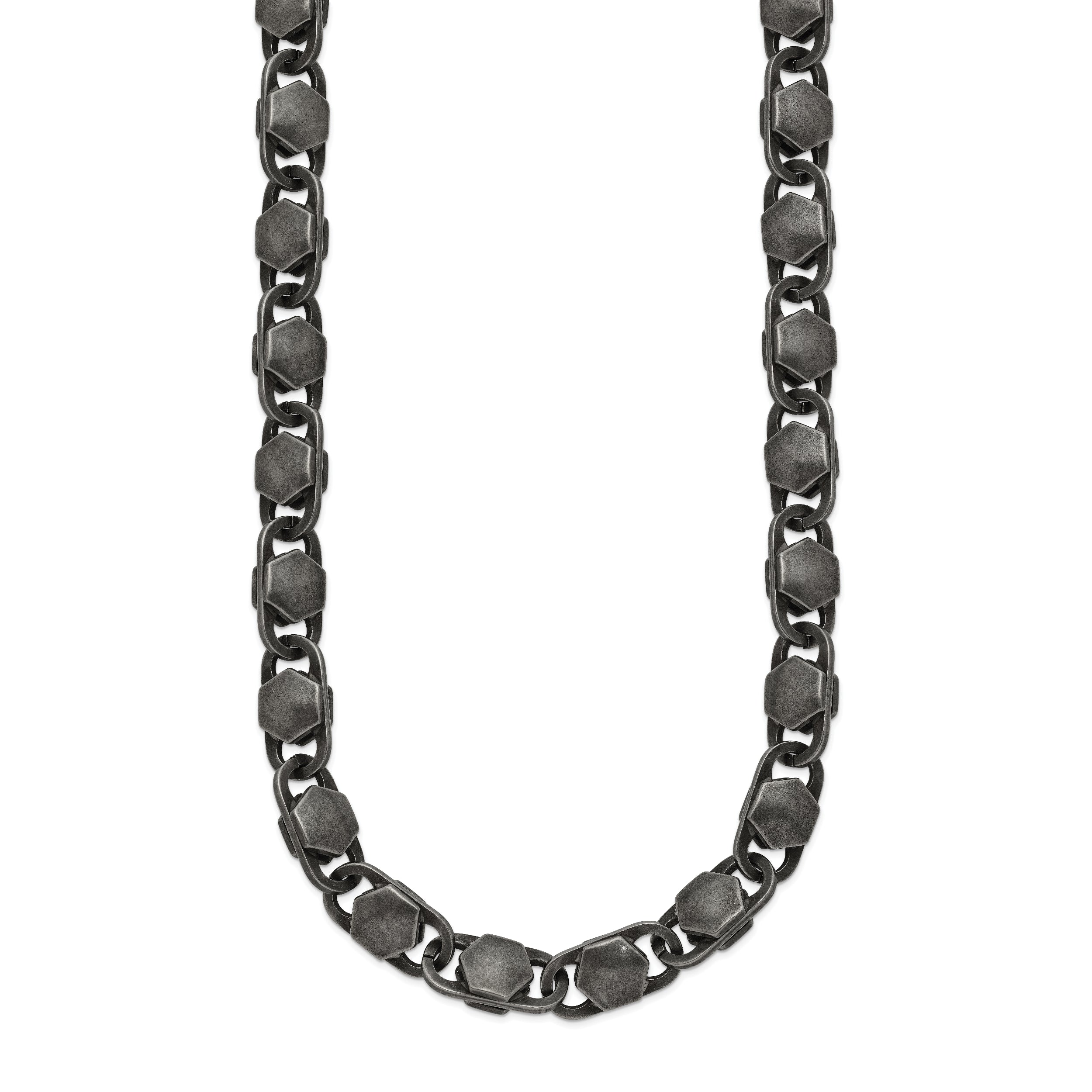 Chisel Stainless Steel Antiqued and Brushed 8.50mm 24 inch Necklace