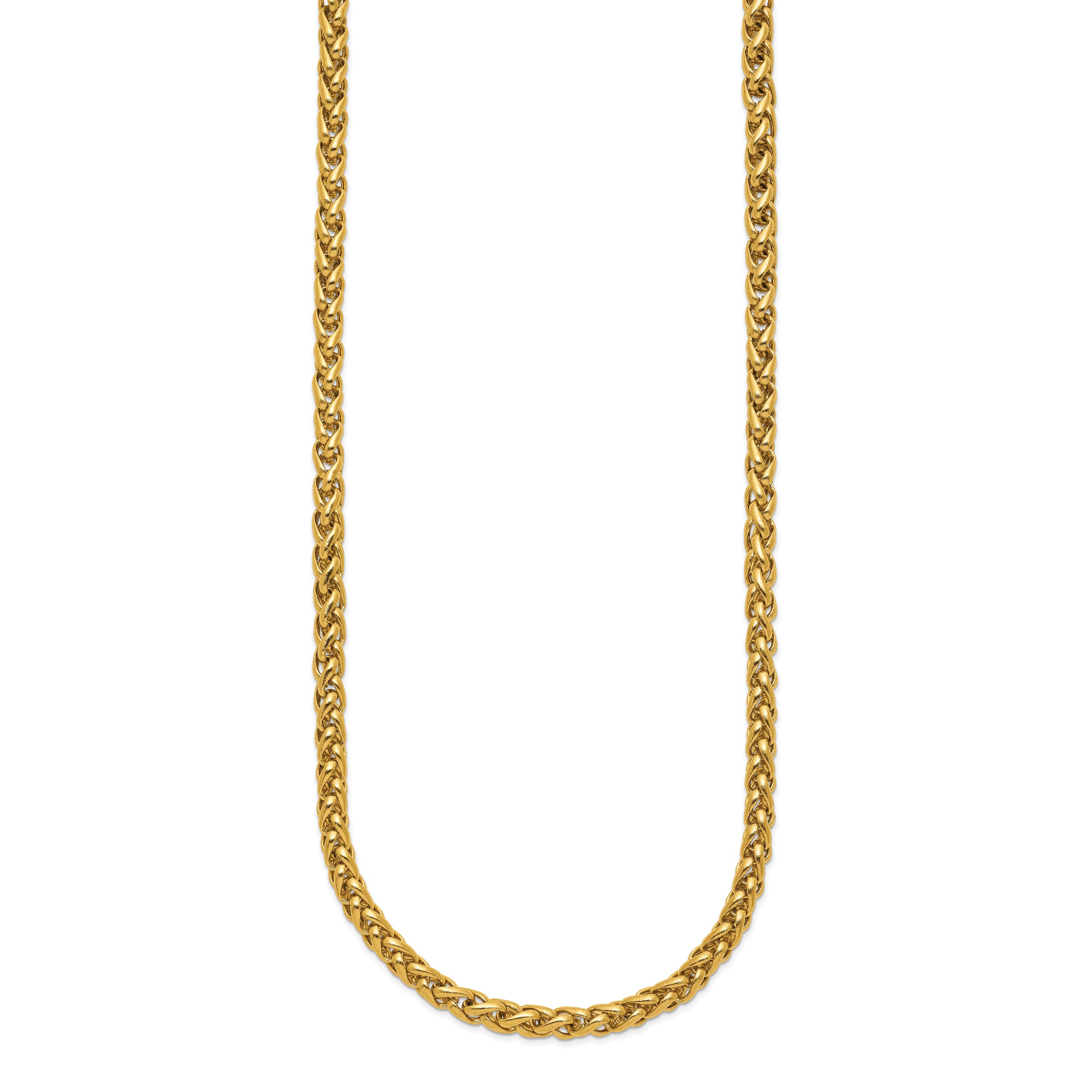 Chisel Stainless Steel Polished Yellow IP-plated 24 inch Spiga 4mm Chain Necklace