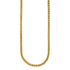 Chisel Stainless Steel Polished Yellow IP-plated 24 inch Spiga 4mm Chain Necklace