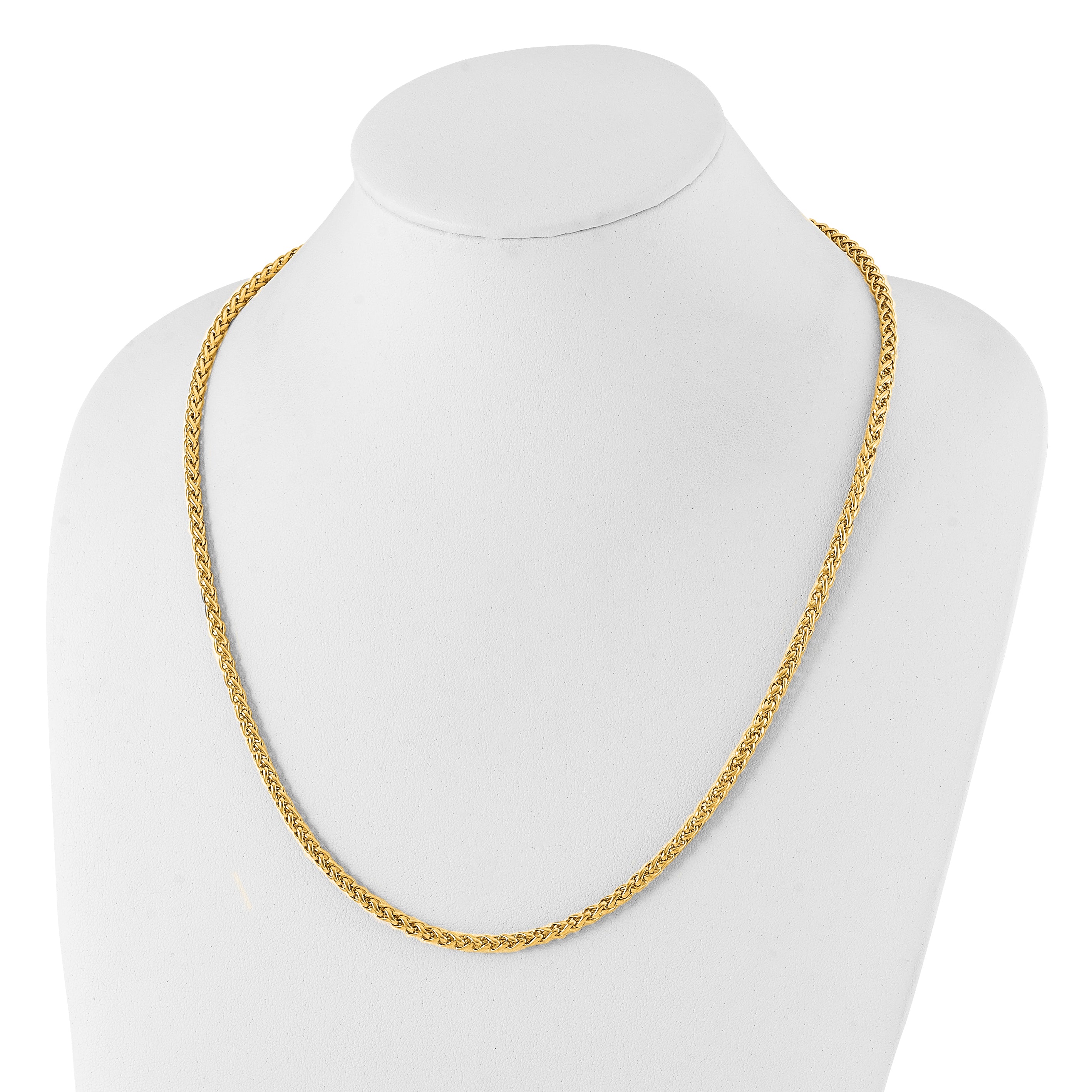 Chisel Stainless Steel Polished Yellow IP-plated 24 inch Spiga 4mm Chain Necklace