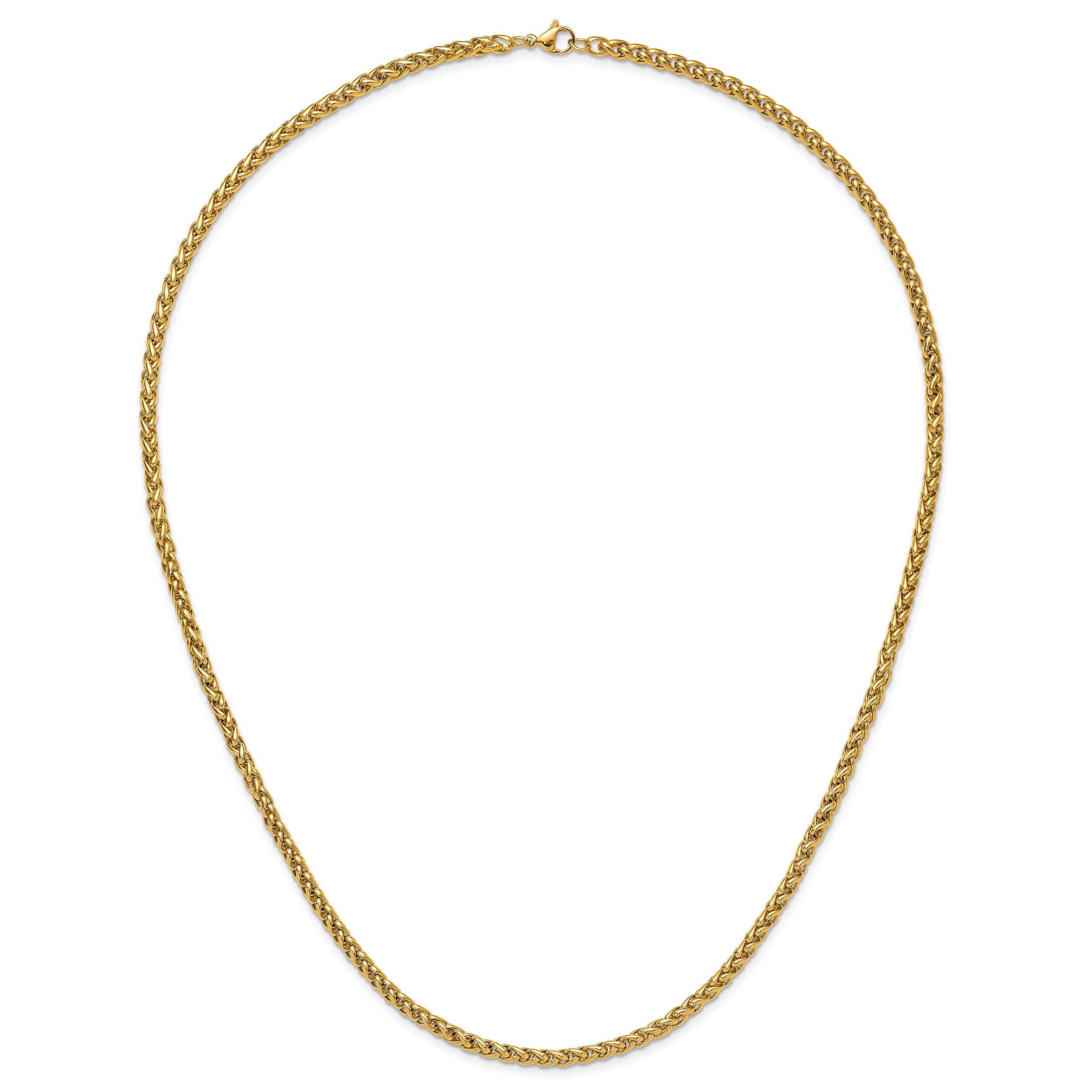 Chisel Stainless Steel Polished Yellow IP-plated 24 inch Spiga 4mm Chain Necklace