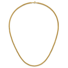 Chisel Stainless Steel Polished Yellow IP-plated 24 inch Spiga 4mm Chain Necklace