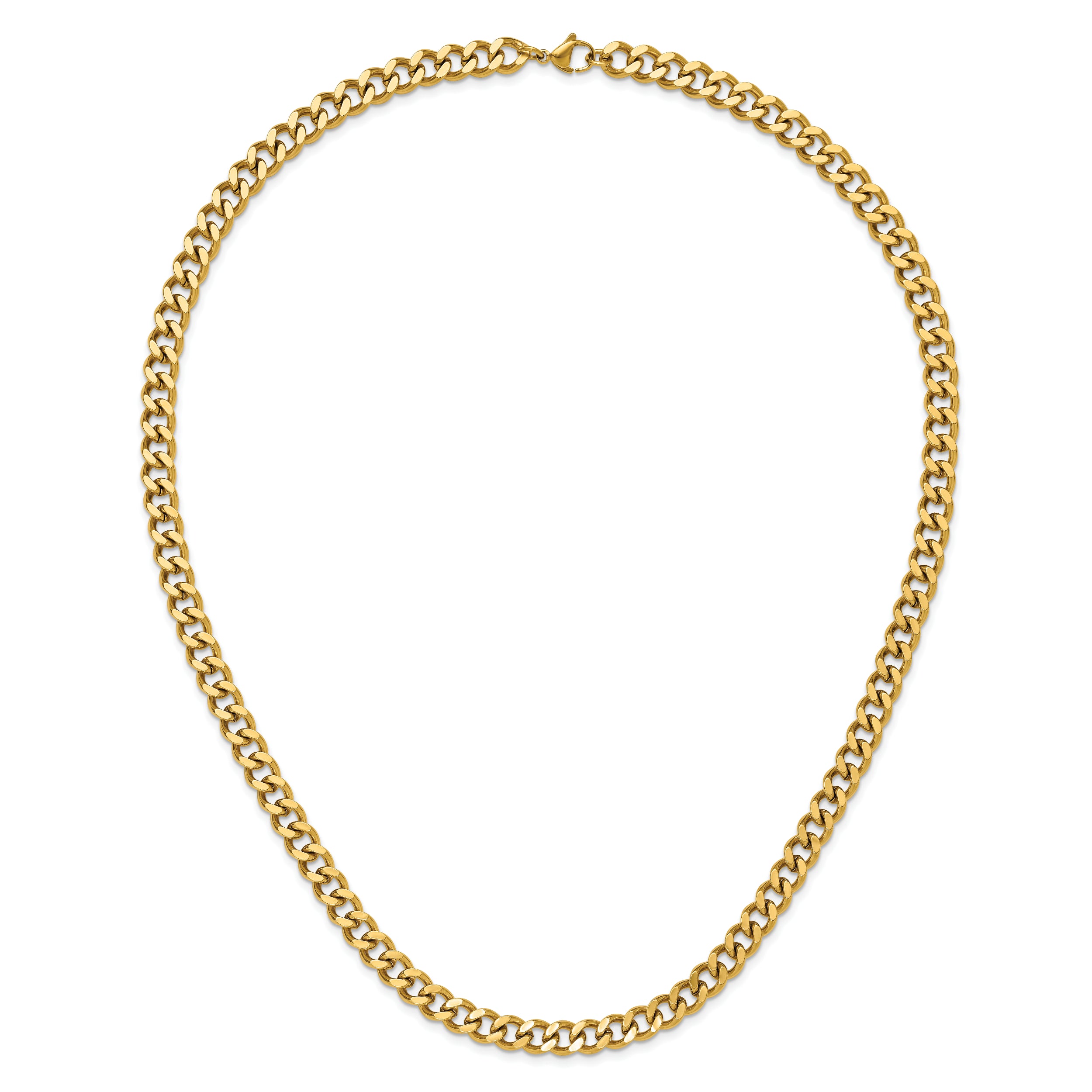 Chisel Stainless Steel Polished Yellow IP-plated 8mm 24 inch Curb Chain Necklace