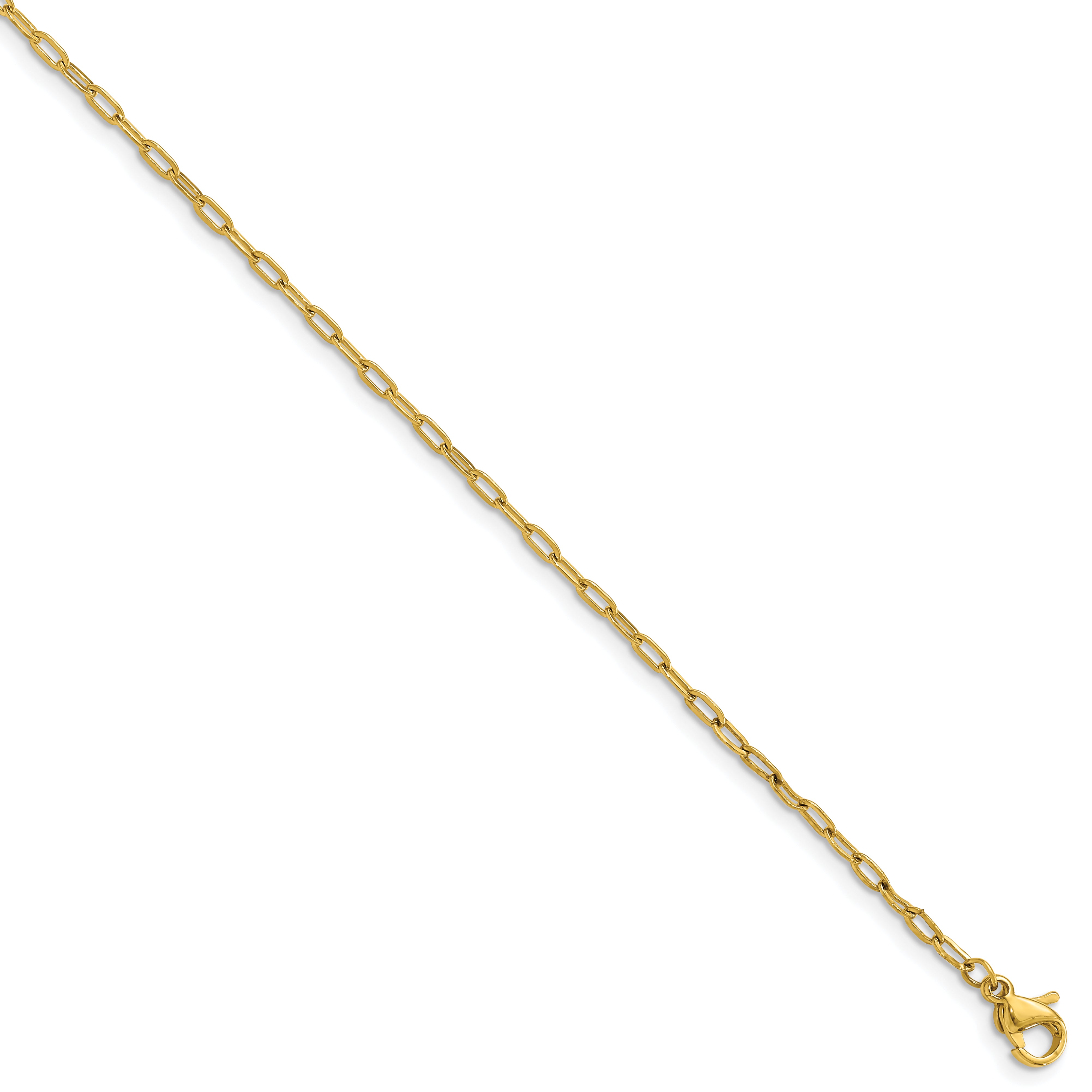 Chisel Stainless Steel Polished Yellow IP-platead Enlongated Open Link Paperclip 20 inch Chain Necklace