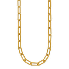 Chisel Stainless Steel Polished Yellow IP-plated Enlongated Open Link Paperclip 24 inch Chain Necklace