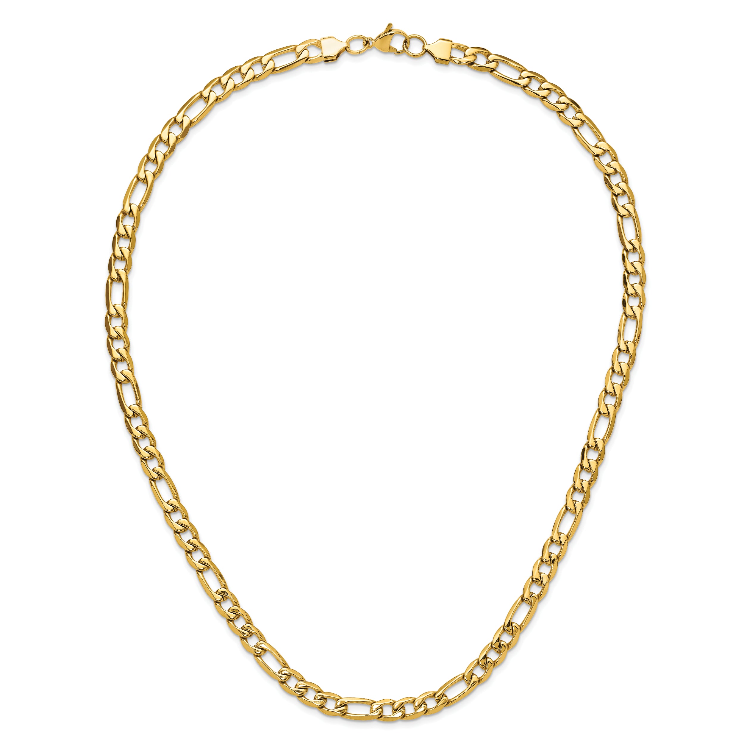 Chisel Stainless Steel Polished Yellow IP-plated 7.50mm 23.5 inch Figaro Necklace