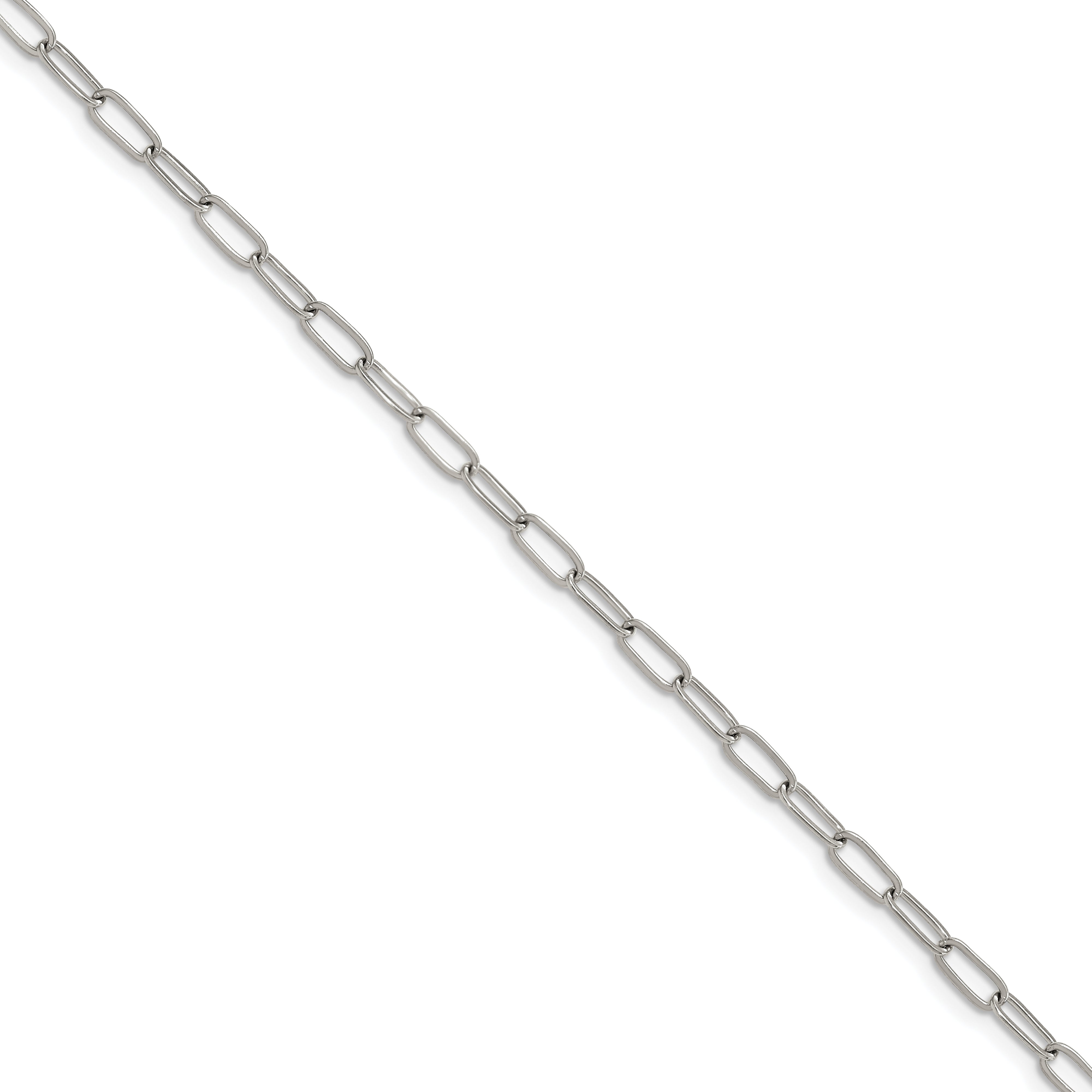 Chisel Stainless Steel Polished Elongated Open Link Paperclip15 inch with 2 inch extension Necklace