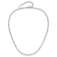 Chisel Stainless Steel Polished Elongated Open Link Paperclip15 inch with 2 inch extension Necklace