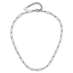 Chisel Stainless Steel Polished Elongated Open Link Paperclip 15 inch Necklace with 2 inch Extension