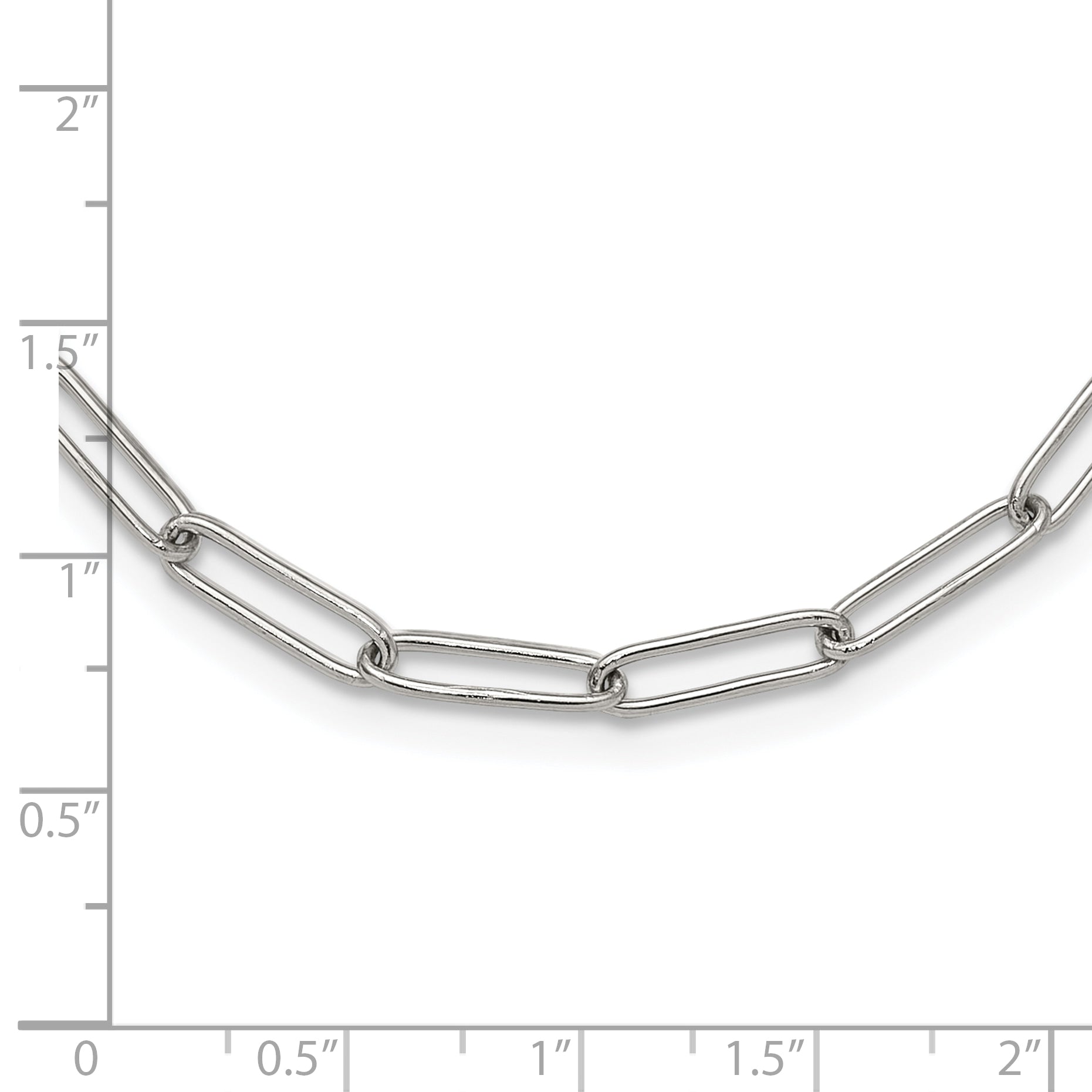 Chisel Stainless Steel Polished Elongated Open Link Paperclip 15 inch Necklace with 2 inch Extension