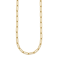 Chisel Stainless Steel Polished Yellow IP-plated Elongated Open Link Paperclip 15 inch Necklace with 2 inch Extension