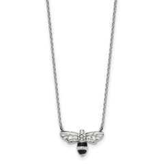 Chisel Stainless Steel Polished and Enameled with Preciosa Crystal Bee on an 18 inch Cable Chain Plus a 1.75 inch Extension Necklace