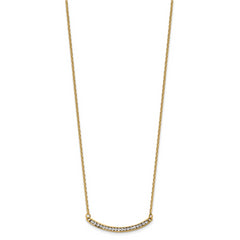 Chisel Stainless Steel Polished Yellow IP-plated Preciosa Crystal Curved Bar on a 17.75 inch Cable Chain with a 2 inch Extension Necklace