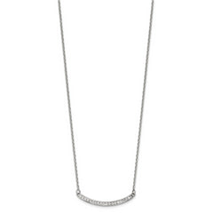 Chisel Stainless Steel Polished Preciosa Crystal Curved Bar on a 17.75 inch Cable Chain with a 2 inch Extension Necklace