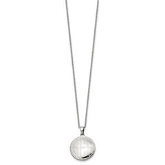 Chisel Stainless Steel Polished Puffed Disc Pendant on a 18 inch Cable Chain Necklace