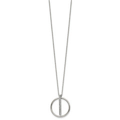 Chisel Stainless Steel Polished with Preciosa Crystal Pendant on a 16 inch Cable Chain with a 2 inch Extension Necklace